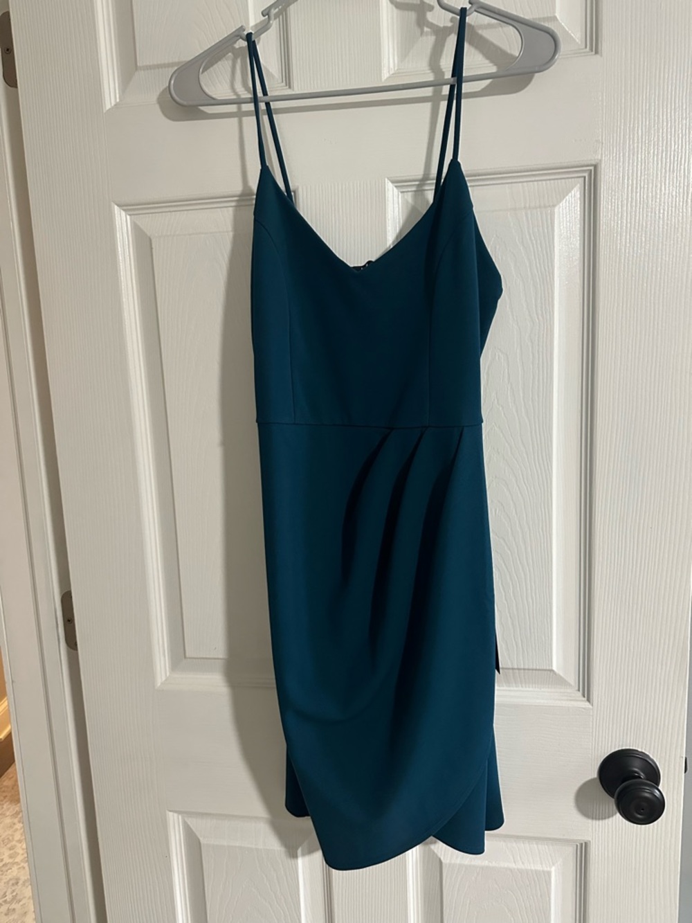 Lulu's Teal Spaghetti-Strap Midi Dress